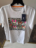 Camiseta Psycho Bunny Original Blanca con Gráfico Multibunny – Talla M | Bunnyshop305