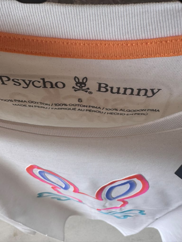 Camiseta Psycho Bunny para Hombre Blanca – Logo Multicolor – 100% Original y Nueva | BunnyShop305