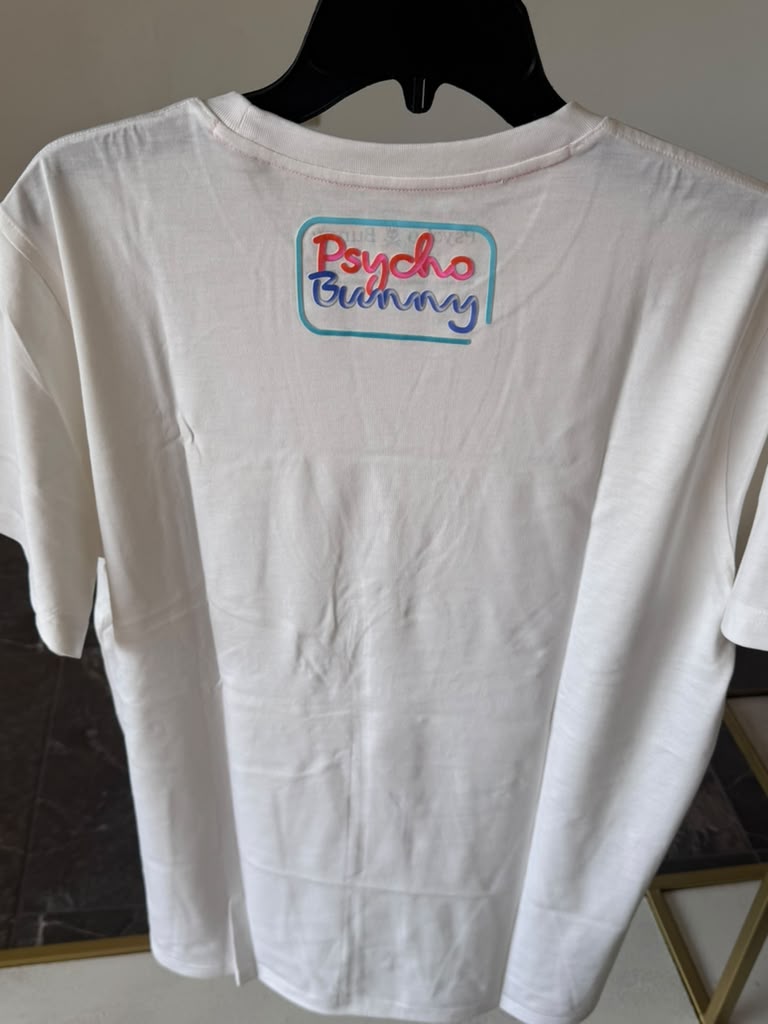 Camiseta Psycho Bunny para Hombre Blanca – Logo Multicolor – 100% Original y Nueva | BunnyShop305